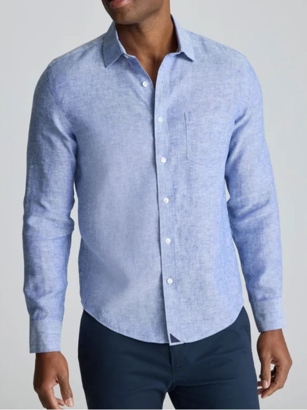 UNTUCKit Men’s Light Blue Linen-Blend Button-Down Shirt